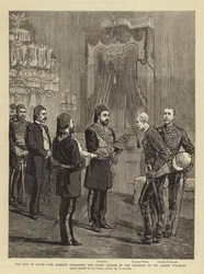 La guerra en Egipto, el Jedive presentando el Gran Cordón de la Osmanieh a Sir Garnet Wolseley